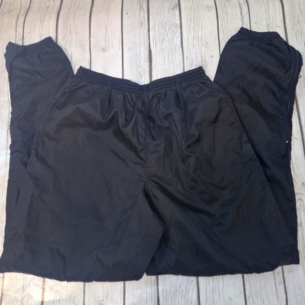 VTG 90s Nike WindBreaker Pants Men's SM Ankle Zip RN 56323 CA 05553 Black Swoosh